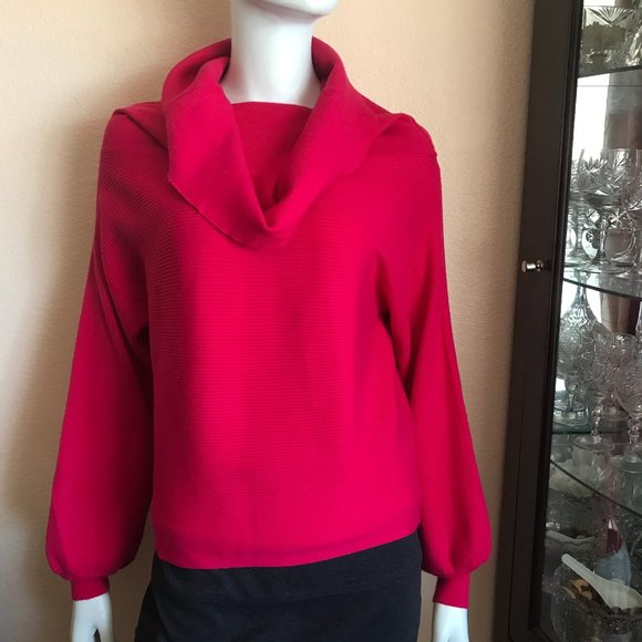 hot pink cowl neck sweater